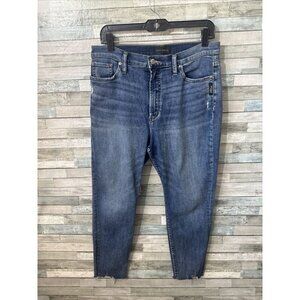 Women’s Silver Jeans Dark Wash Calley Skinny Crop Raw Hem Size 31x25